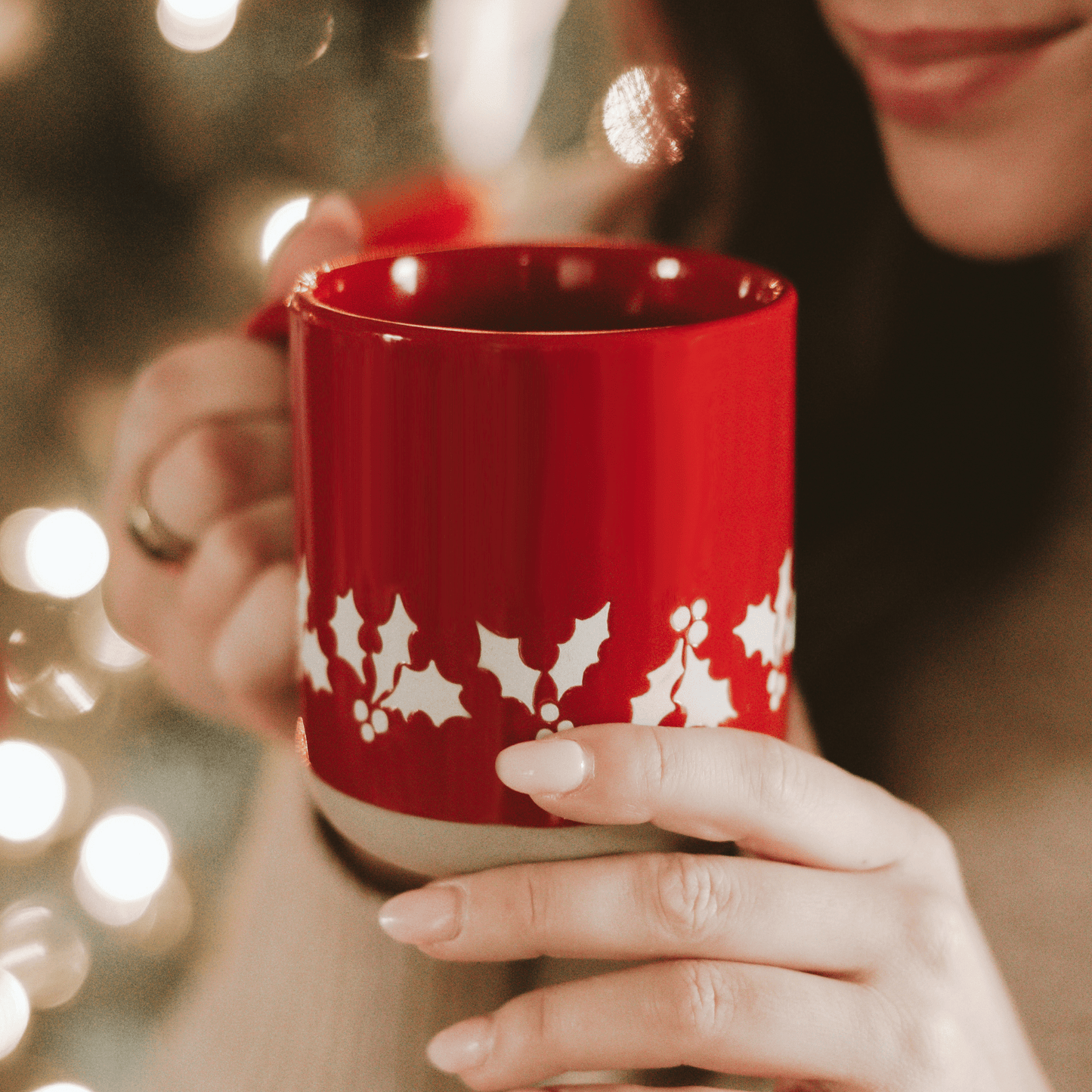 Holly 14oz. Red Stoneware Coffee Mug