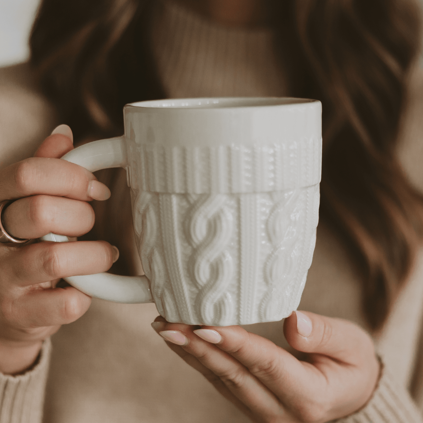 Cream Sweater 18oz. Figurine Coffee Mug