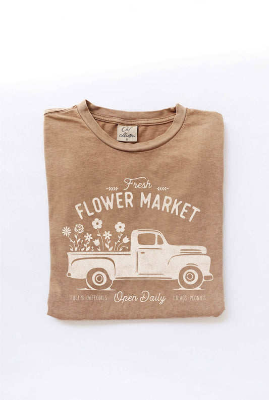FRESH FLOWER MARKET Mineral Washed Graphic Top