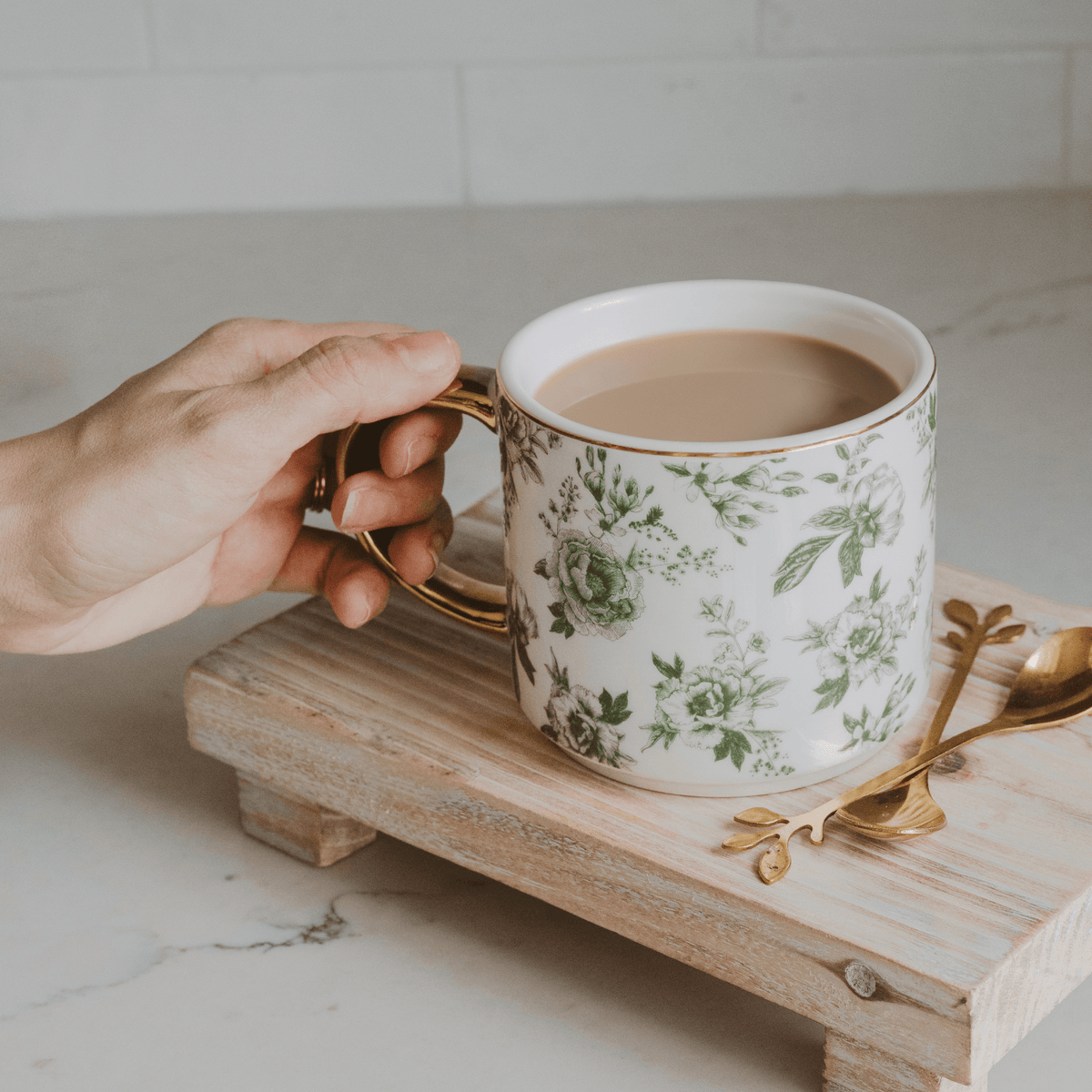 Green Delft 14 oz Coffee Mug