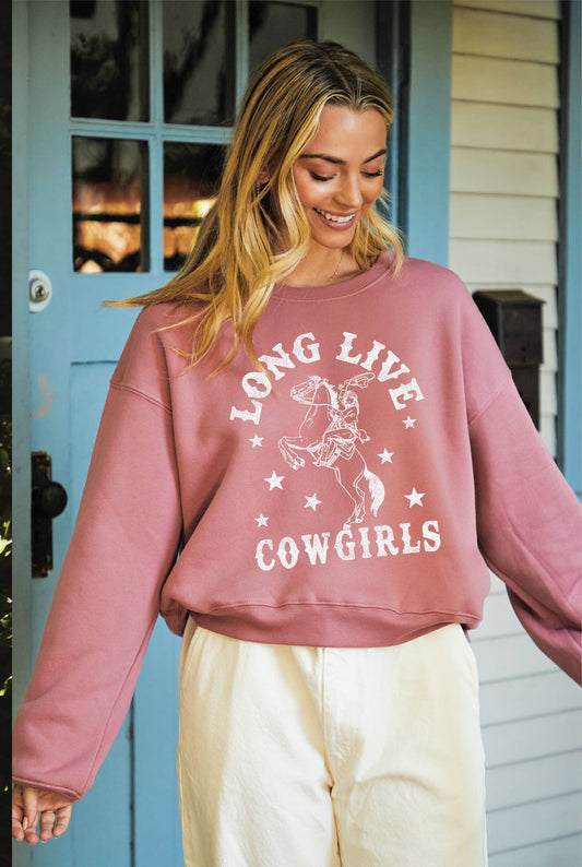 LONG LIVE COWGIRLS Mid Length Graphic Sweatshirt